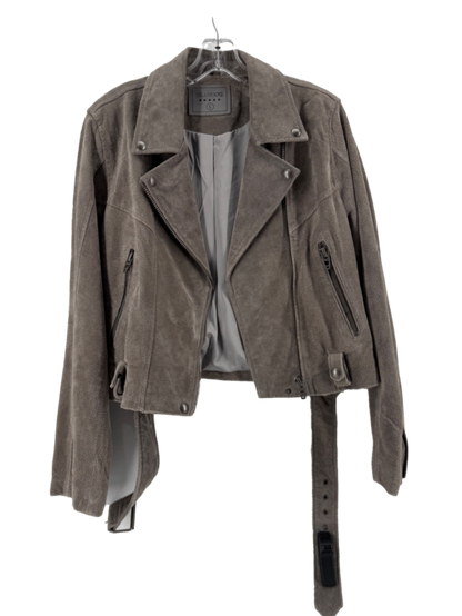 BLANKNYC Gray Suede Leather Moto Jacket Size Large