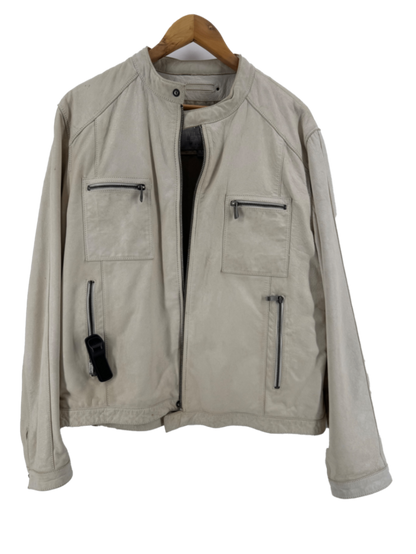 Wilsons Leather Motorcycle Jacket Cream Size Large