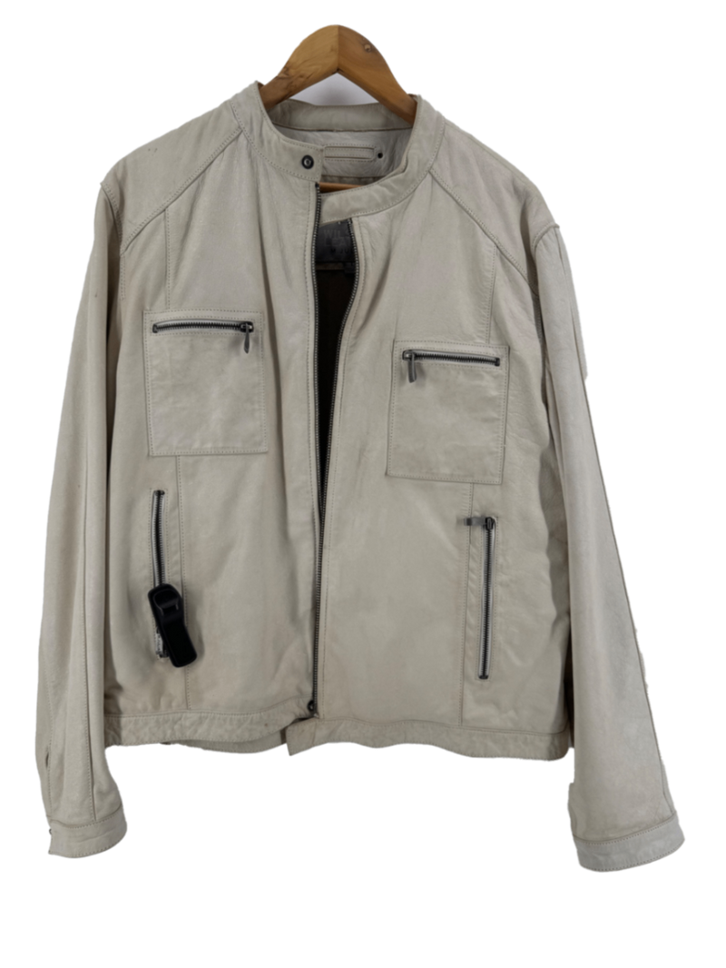 Wilsons Leather Motorcycle Jacket Cream Size Large