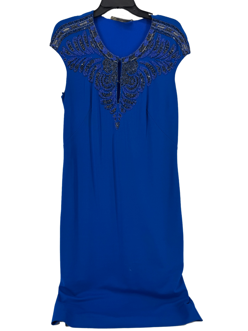 Roberto Cavalli Blue Beaded Midi Dress Size 46
