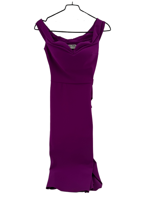 Chiara Boni Purple Side Ruffle Sleeveless Dress Size 40