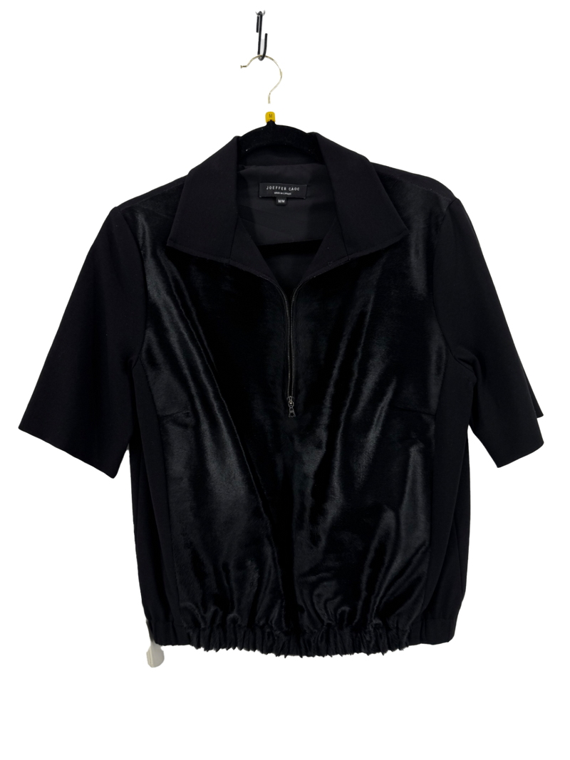 Joeffer Caoc Black Calfskin Pullover Top Size Medium