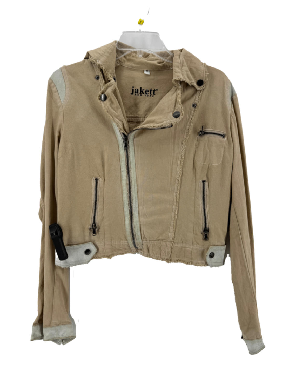 Jakett New York Tan Asymmetric Jacket Size Medium