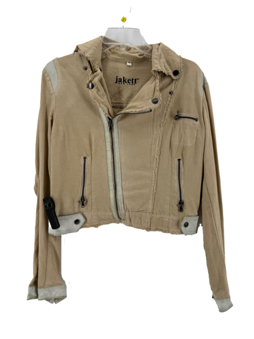 Jakett New York Tan Asymmetric Jacket Size Medium