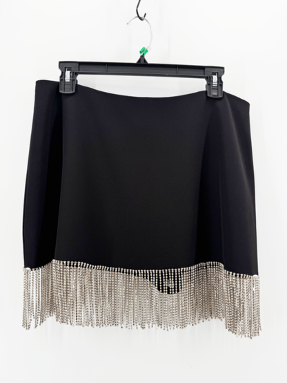 Gianni Bini Rhinestone Fringe Black Skirt Size 12