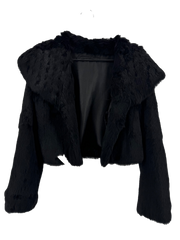 Katharine Barclay Black Rabbit Fur Crop Jacket Size LG
