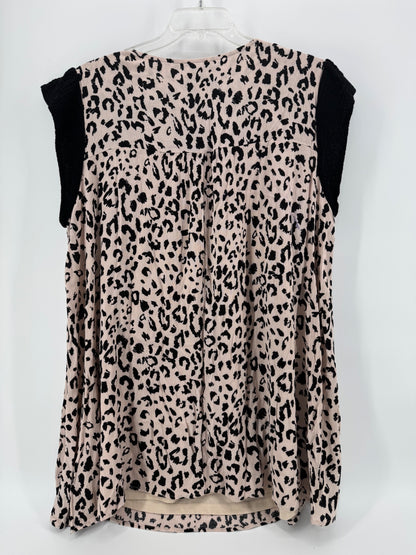 Savanna Jane Black Leopard/Embroidery Top