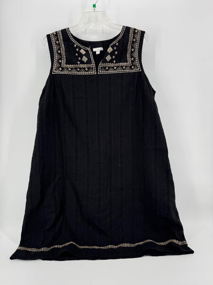 J.Jill Black Linen Embroidered Dress
