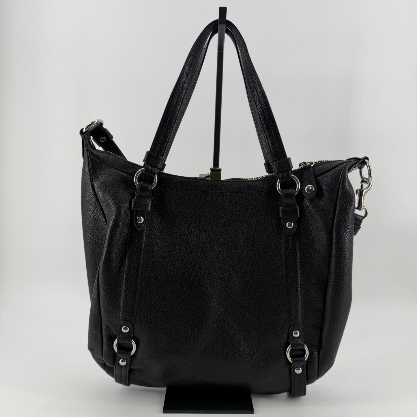 Coach Large Black Pebbled Leather Convertible Crossbody