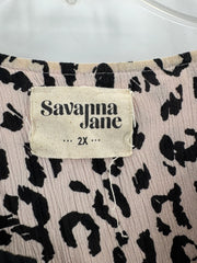 Savanna Jane Black Leopard/Embroidery Top