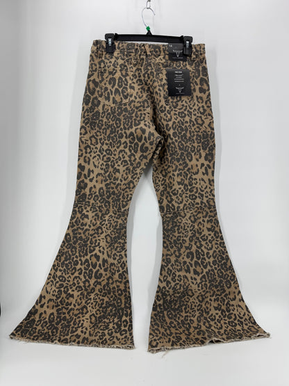 Lucky & Blessed Tan Leopard Print Flare Jeans