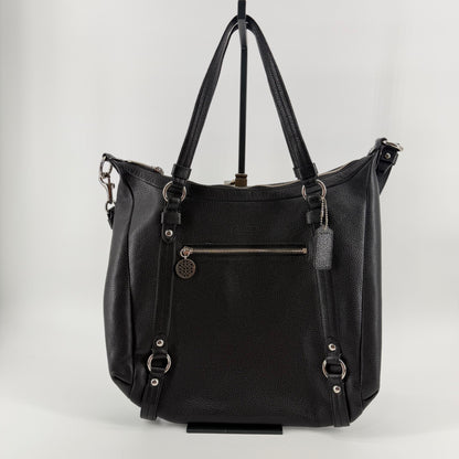 Coach Large Black Pebbled Leather Convertible Crossbody