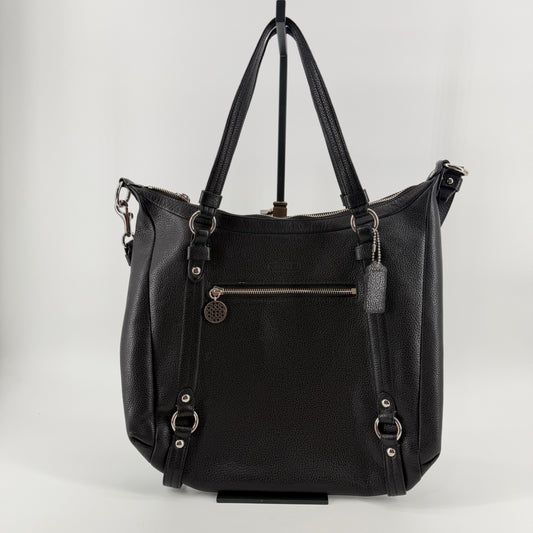 Coach Large Black Pebbled Leather Convertible Crossbody