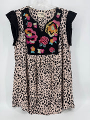 Savanna Jane Black Leopard/Embroidery Top