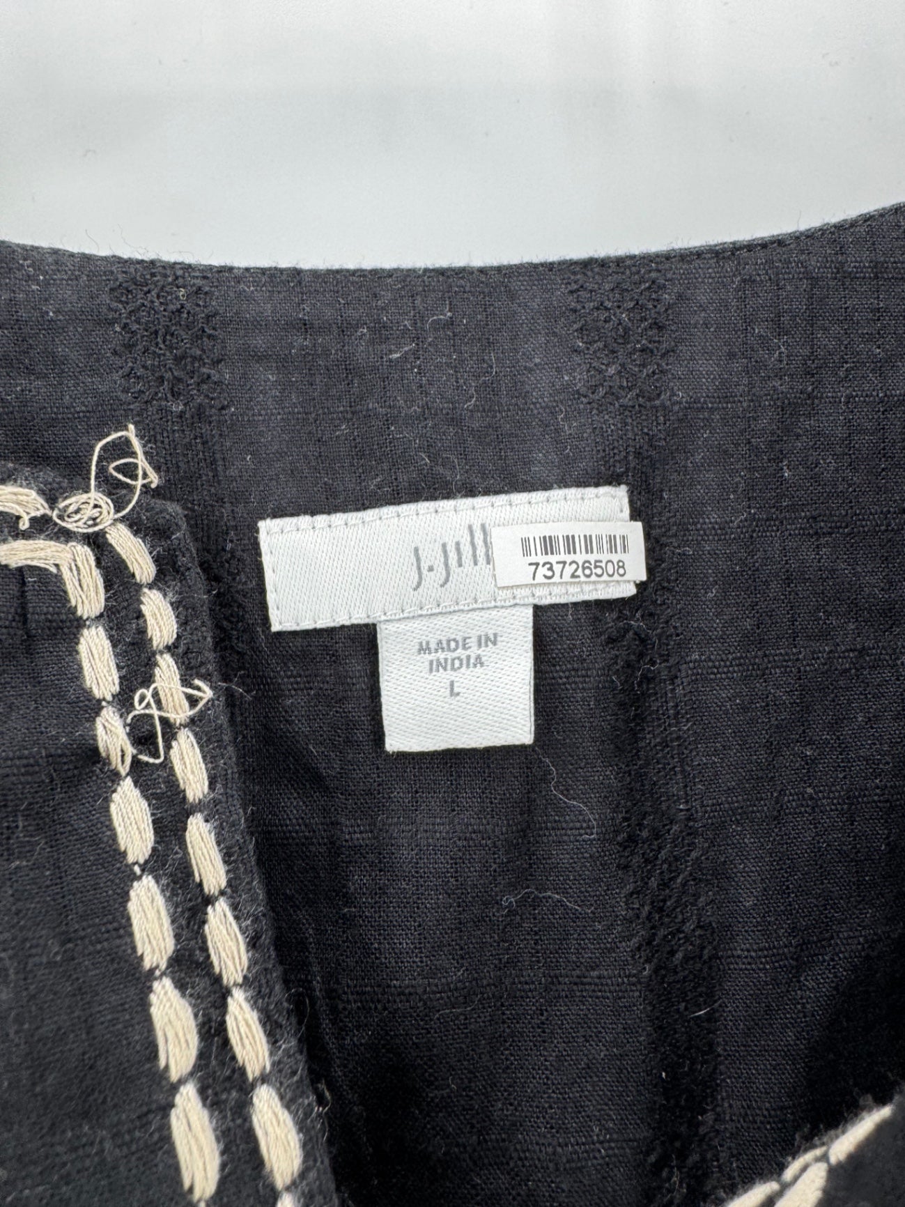 J.Jill Black Linen Embroidered Dress