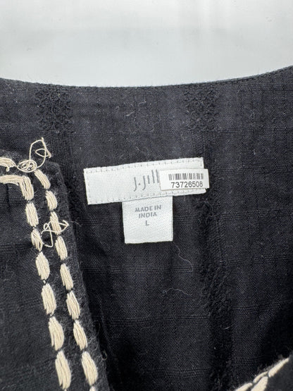 J.Jill Black Linen Embroidered Dress