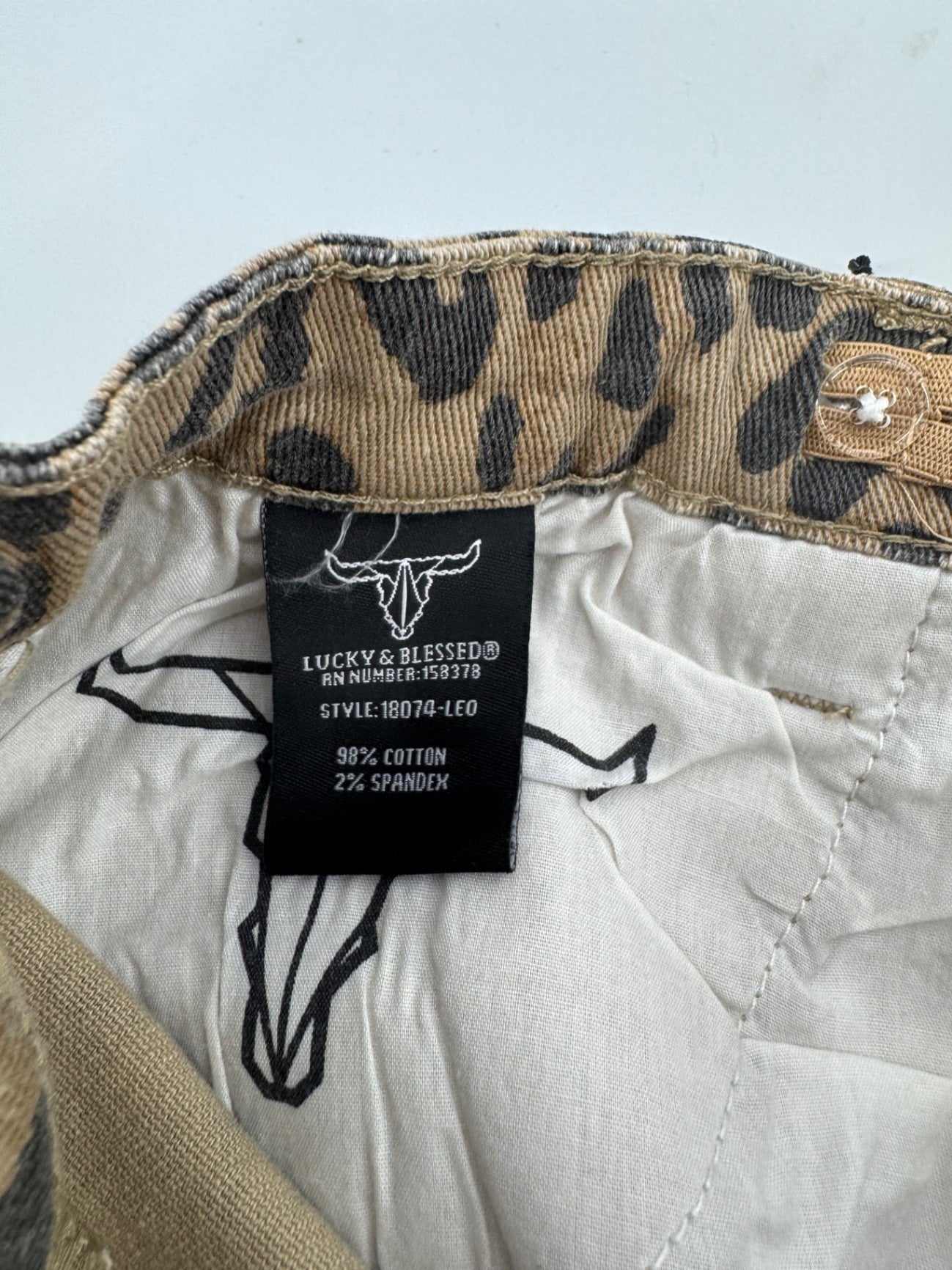 Lucky & Blessed Tan Leopard Print Flare Jeans