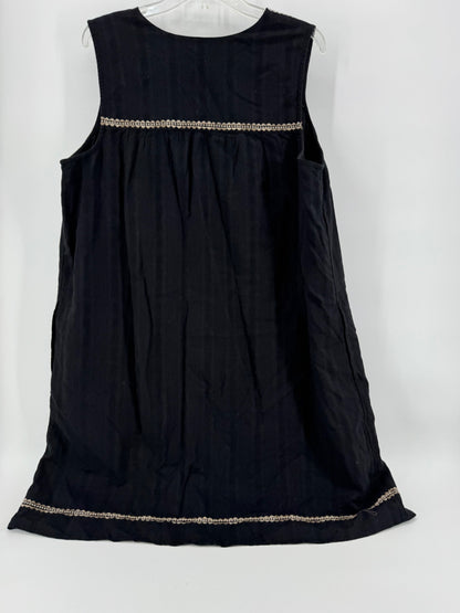 J.Jill Black Linen Embroidered Dress