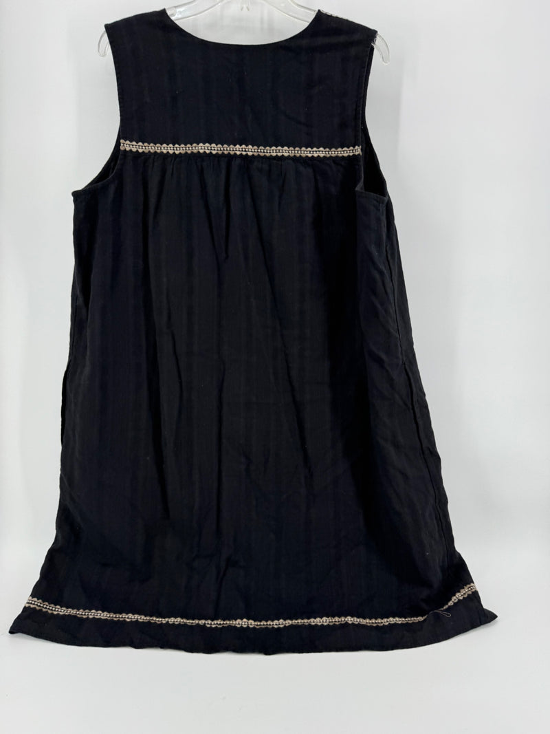J.Jill Black Linen Embroidered Dress