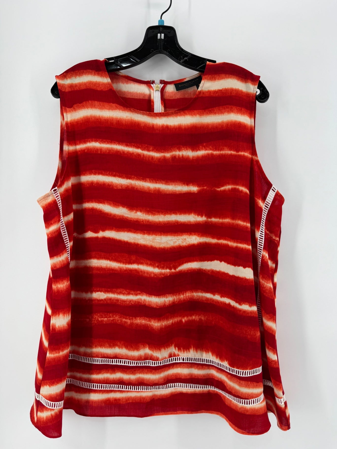 Donna Karan Red Striped Sleeveless Top