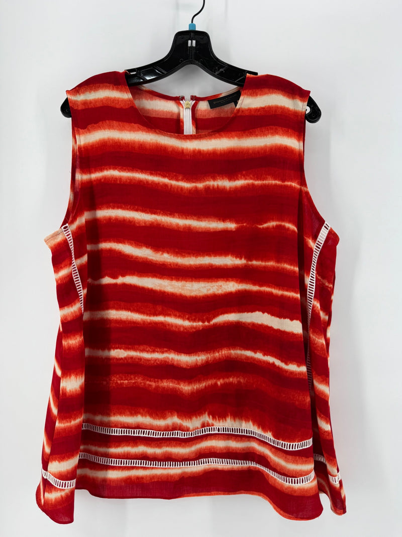 Donna Karan Red Striped Sleeveless Top