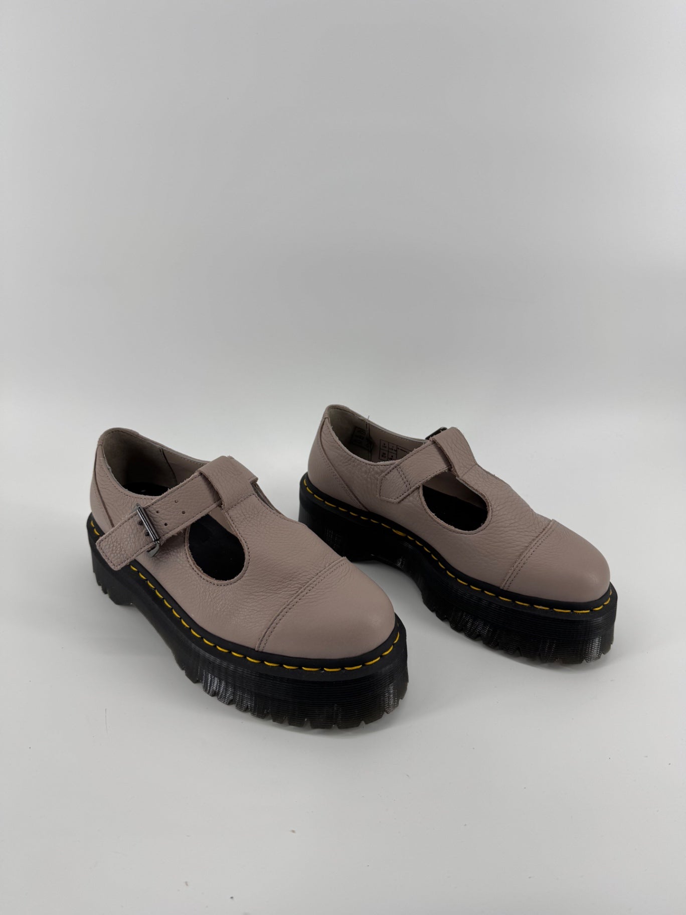 Dr. Martens Taupe Mary Jane Platforms