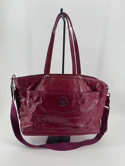 Coach Magenta Patent Leather Diaper Bag