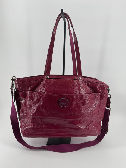 Coach Magenta Patent Leather Diaper Bag