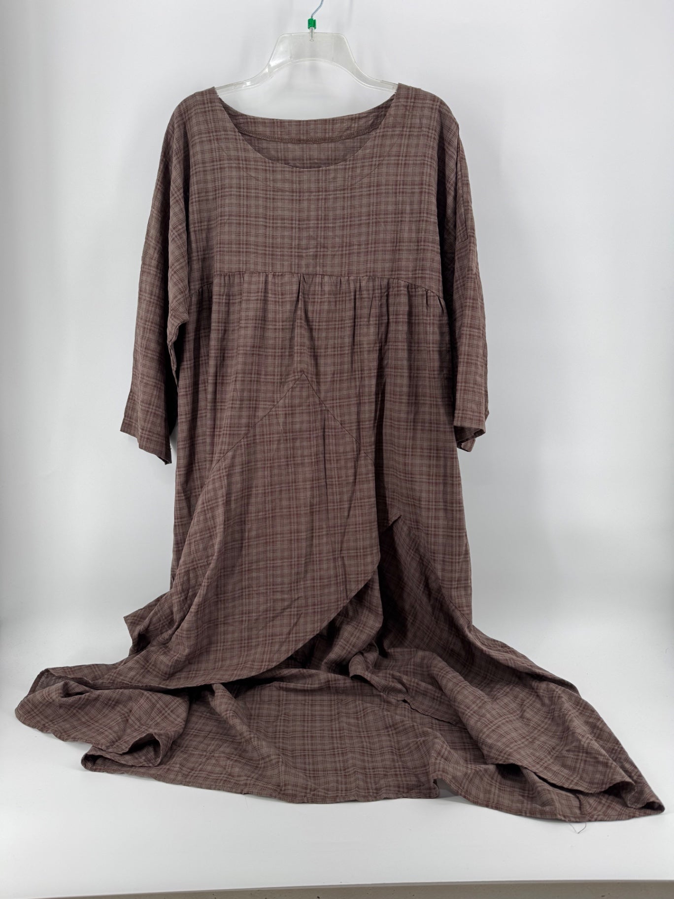 Unbranded Brown Plaid V Hem Dress