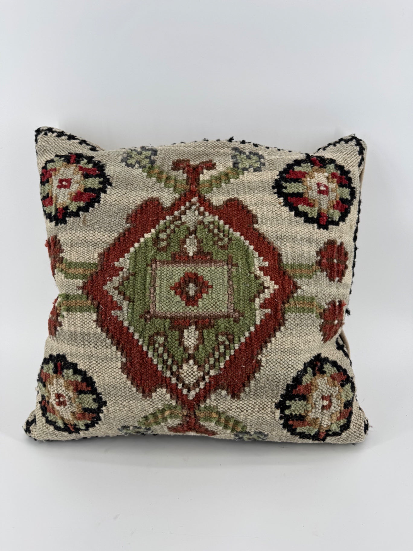 Multicolor Cream Textile Pillow
