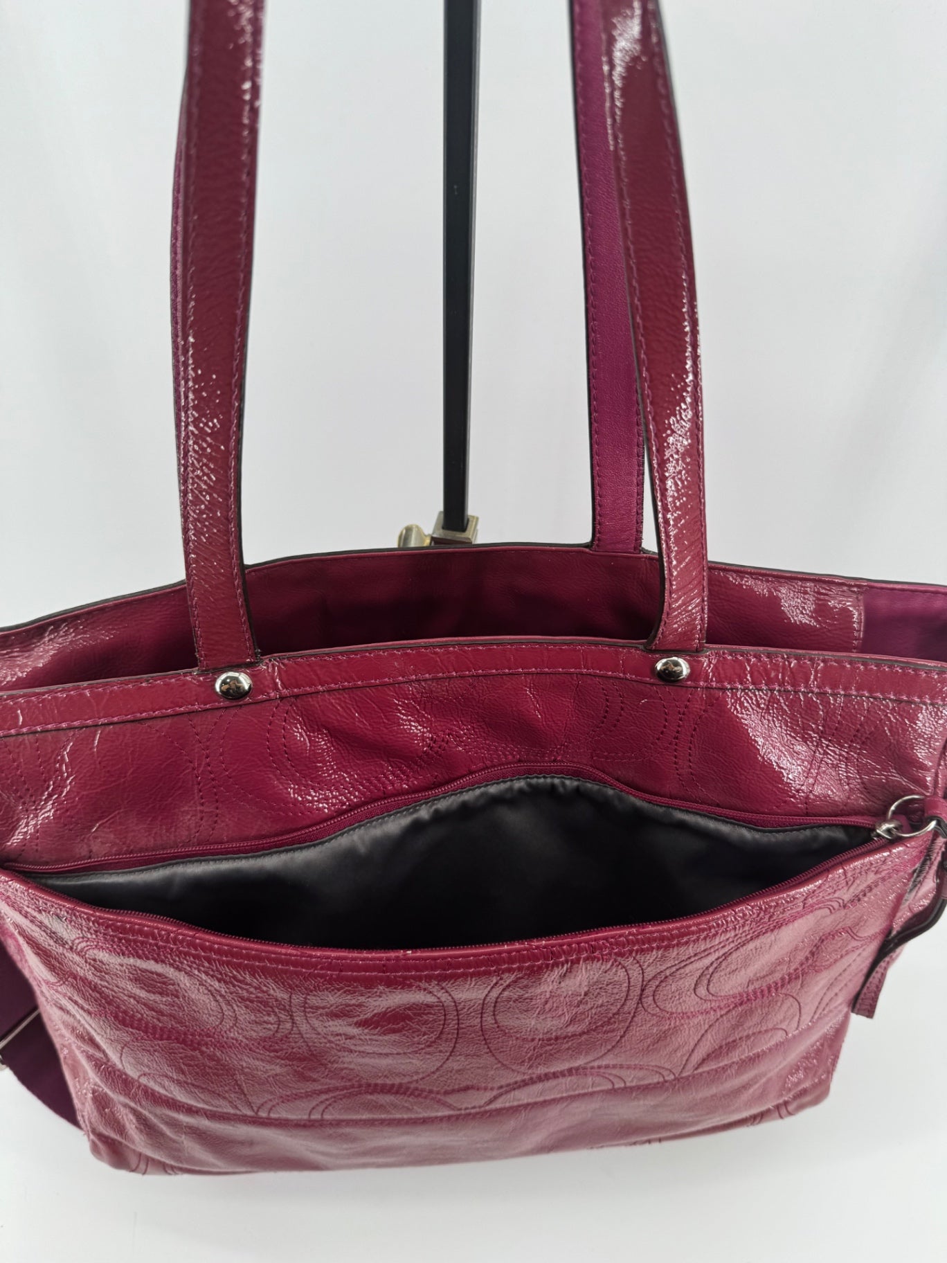Coach Magenta Patent Leather Diaper Bag
