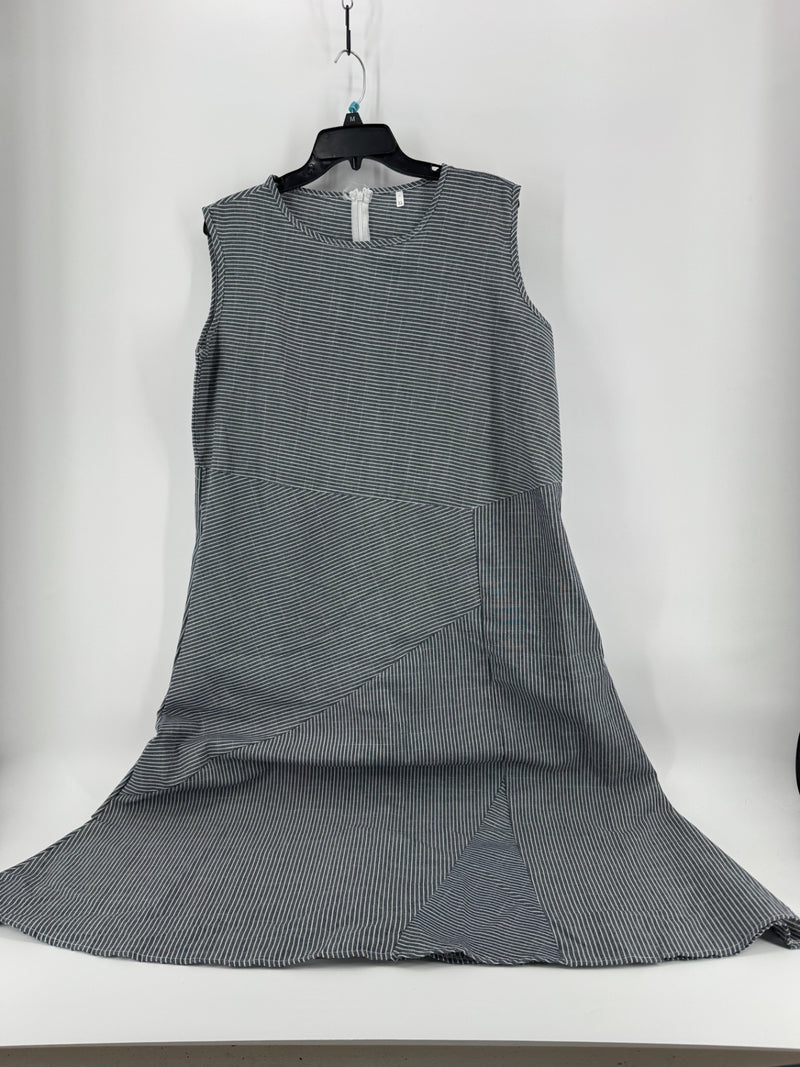 Unbranded Gray Striped Sleeveless Dress
