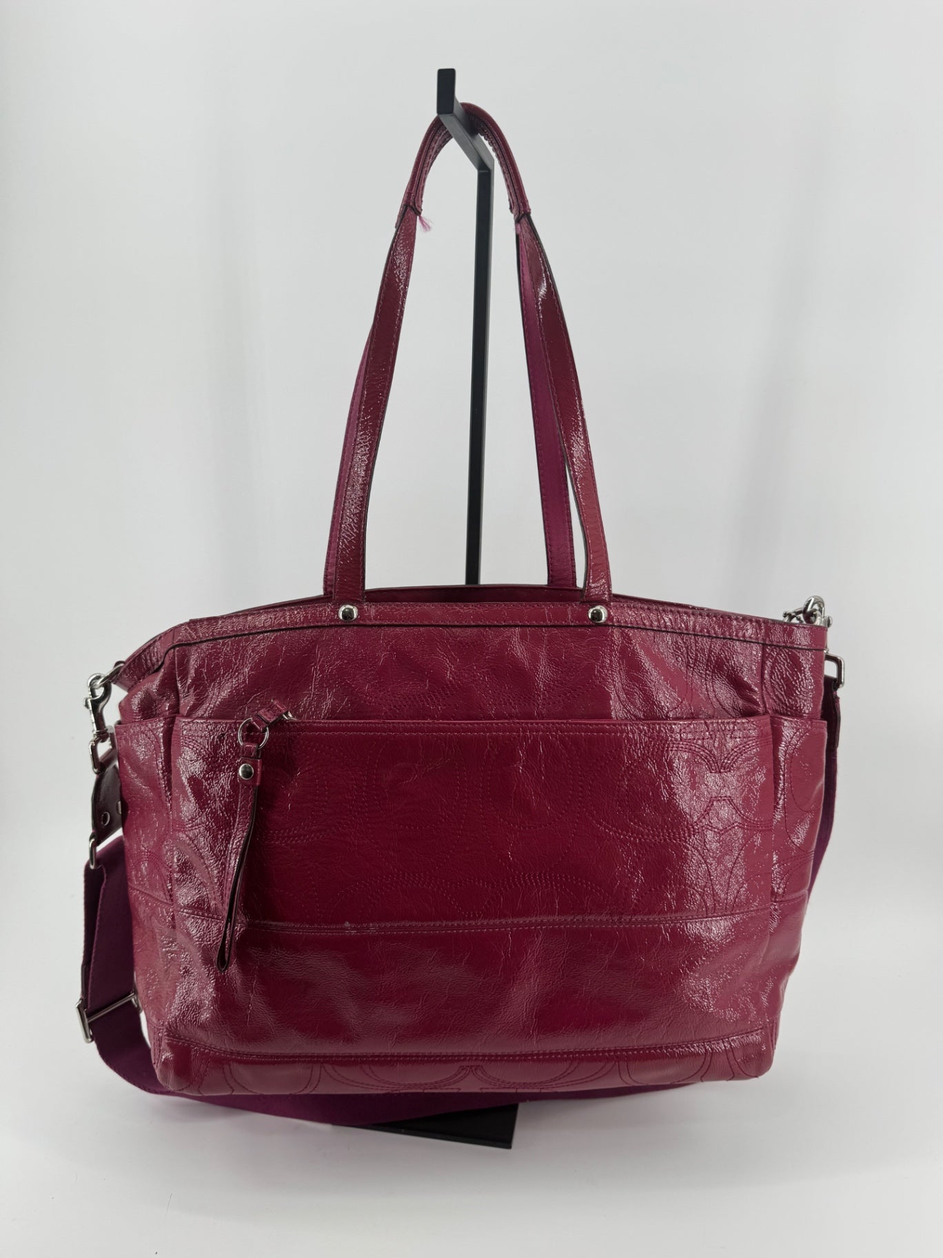 Coach Magenta Patent Leather Diaper Bag