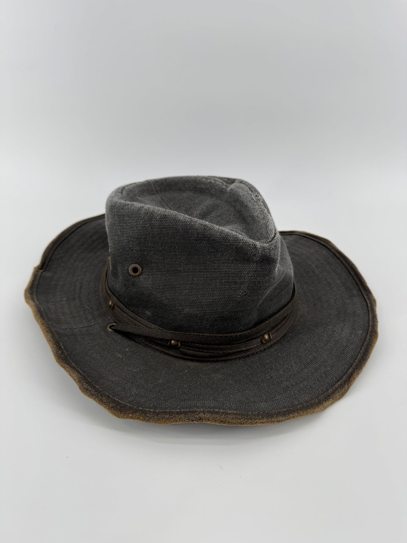 Stetson Gray Leather Hat with Cord