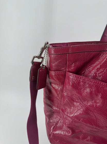 Coach Magenta Patent Leather Diaper Bag