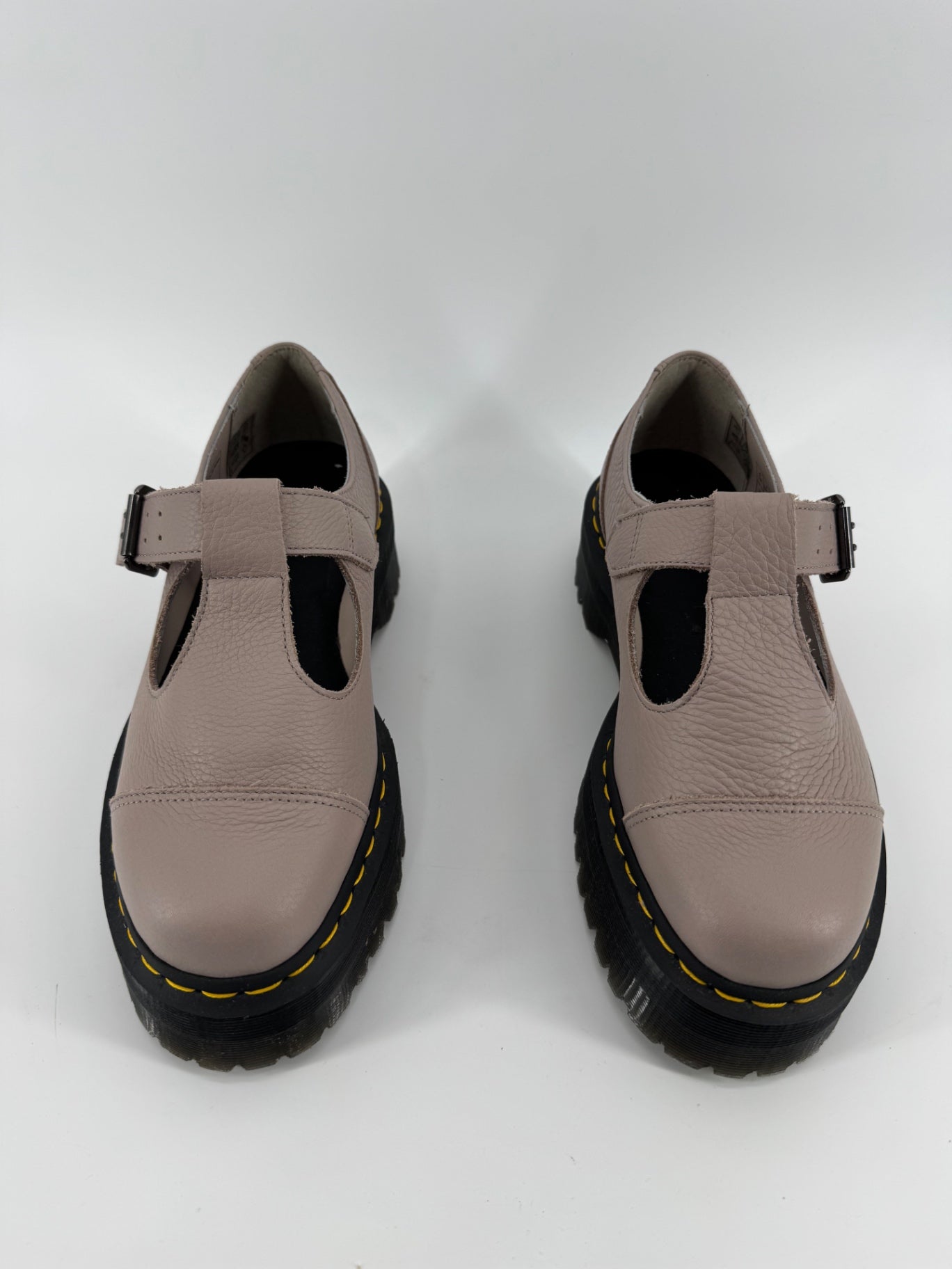 Dr. Martens Taupe Mary Jane Platforms