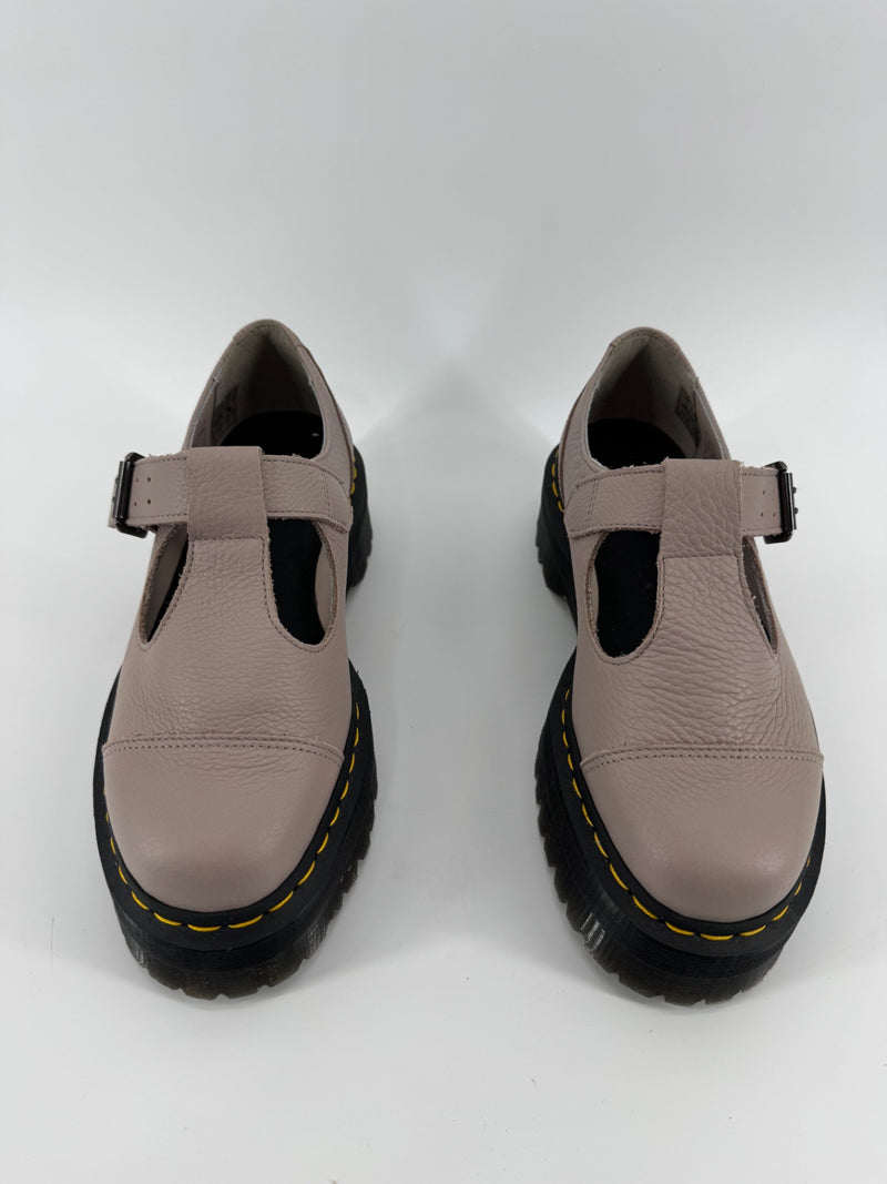 Dr. Martens Taupe Mary Jane Platforms