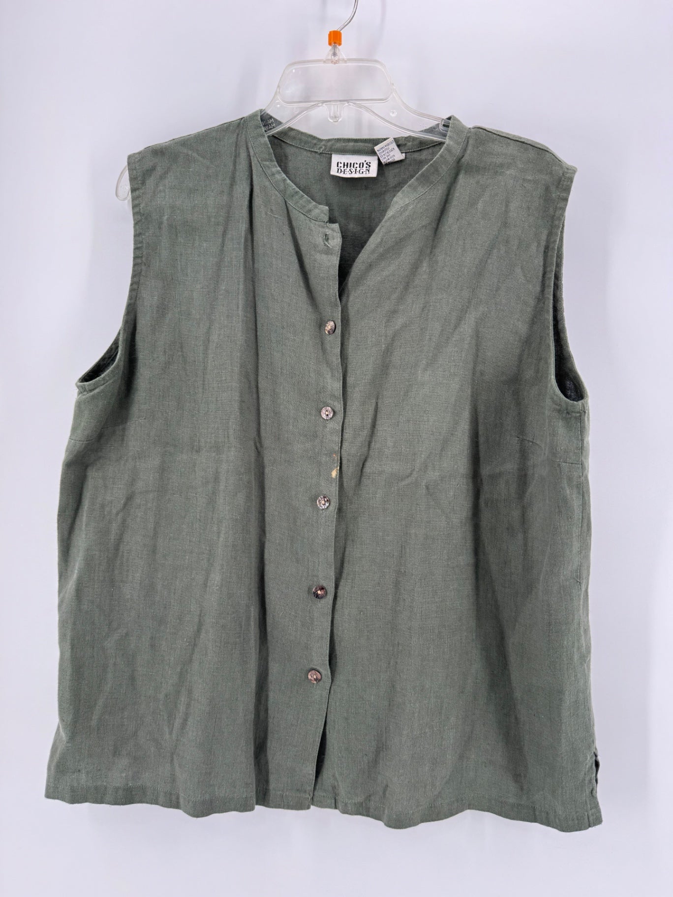 Chico's Design Olive Linen Button Up