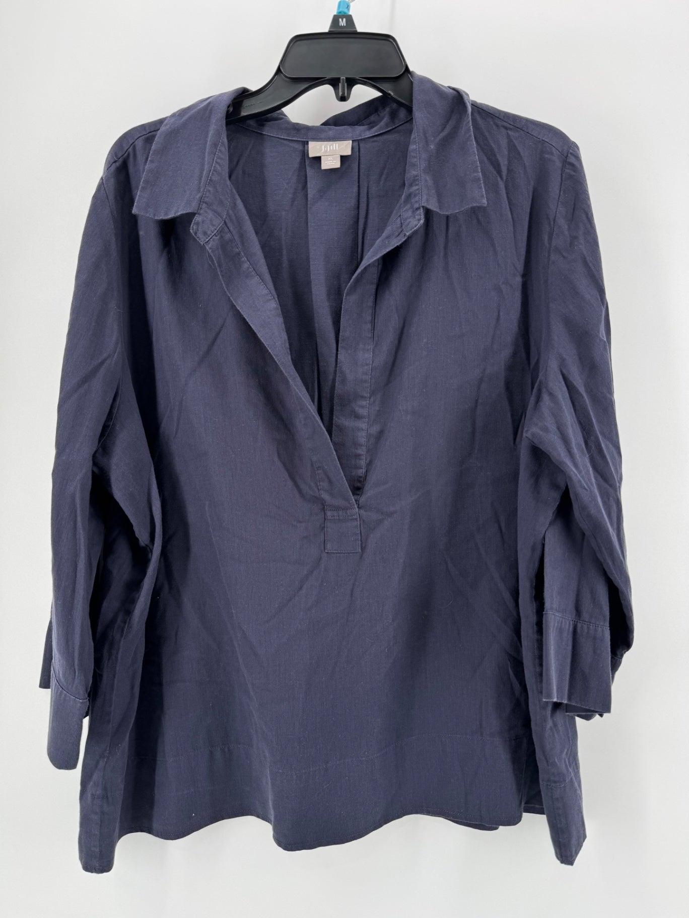 J. Jill Navy V Neck Collar Top