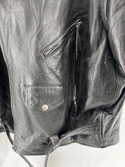 Vintage UNIK Black Leather Motorcycle Jacket Size 60