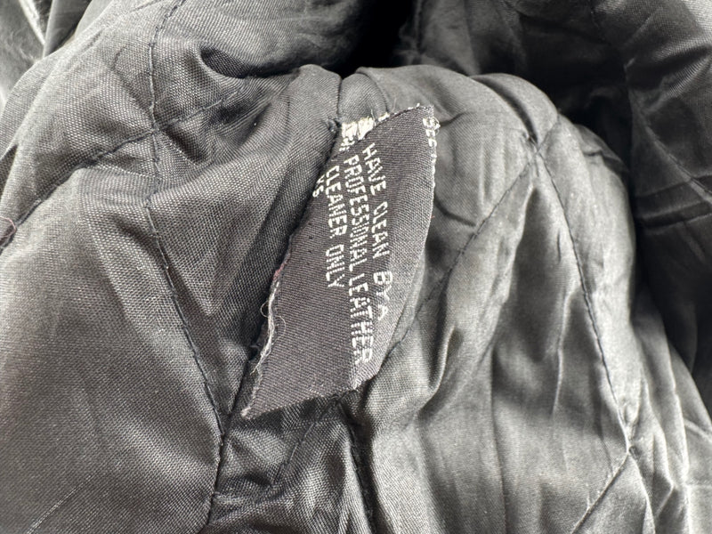 Vintage UNIK Black Leather Motorcycle Jacket Size 60