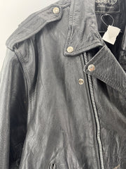 Vintage UNIK Black Leather Motorcycle Jacket Size 60