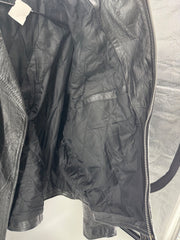 Vintage UNIK Black Leather Motorcycle Jacket Size 60