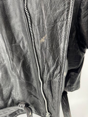 Vintage UNIK Black Leather Motorcycle Jacket Size 60