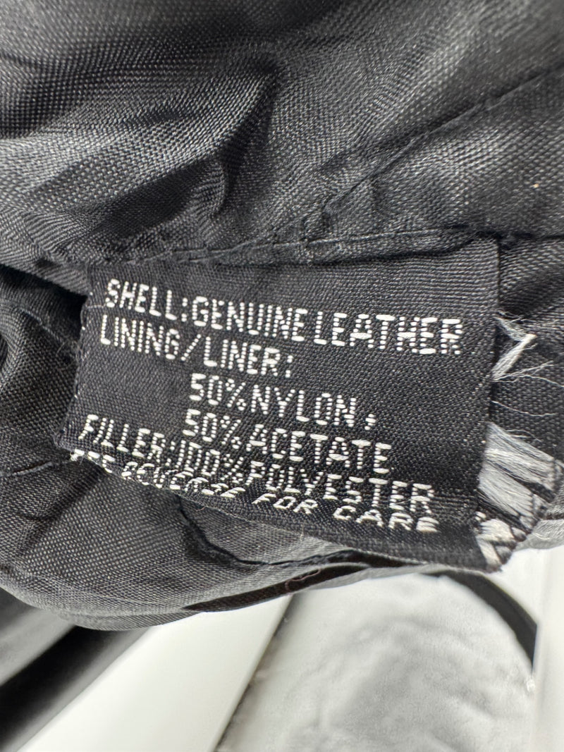 Vintage UNIK Black Leather Motorcycle Jacket Size 60