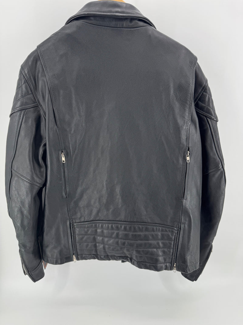 UNIK Select Black Leather Motorcycle Jacket Size 3XL