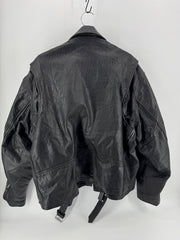Vintage UNIK Black Leather Motorcycle Jacket Size 60