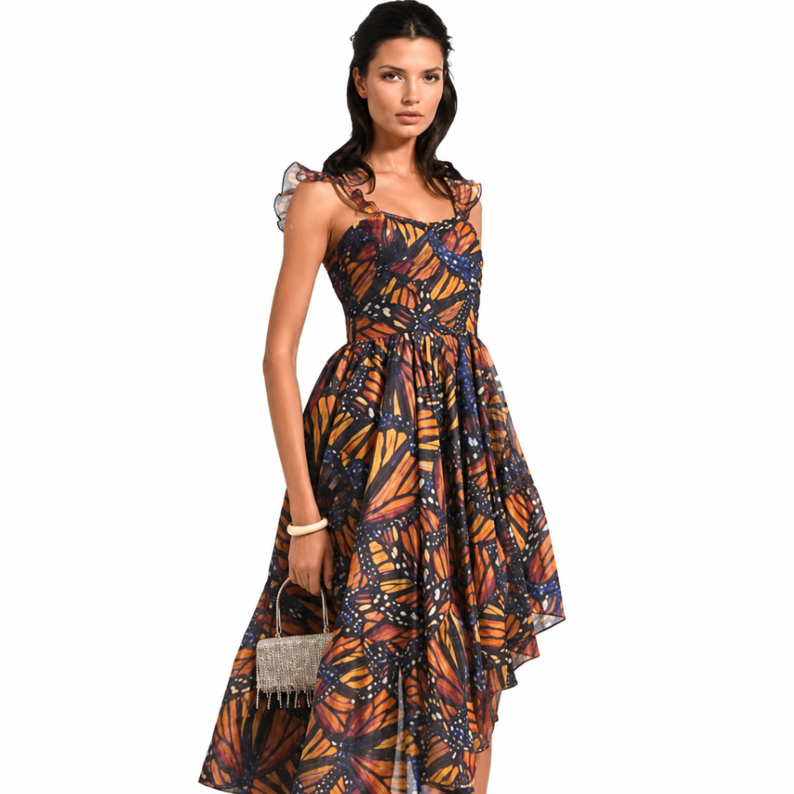 Beulah Style - Monarch Butterfly Asymmetric Dress