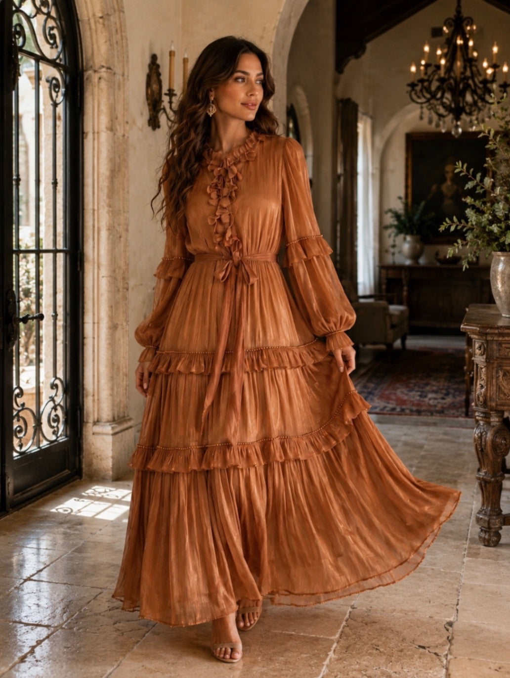 BEULAH STYLE COPPER DRESS - MEDIUM
