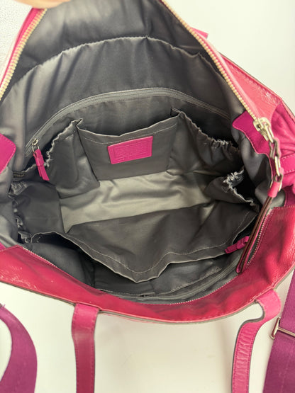 Coach Magenta Patent Leather Diaper Bag
